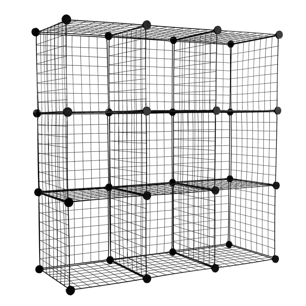 Mount-It! Work-It 9-Cube Wire Modular Storage Organizer, 14inH x 14inW x 14inD, Black MPN:WI-4011