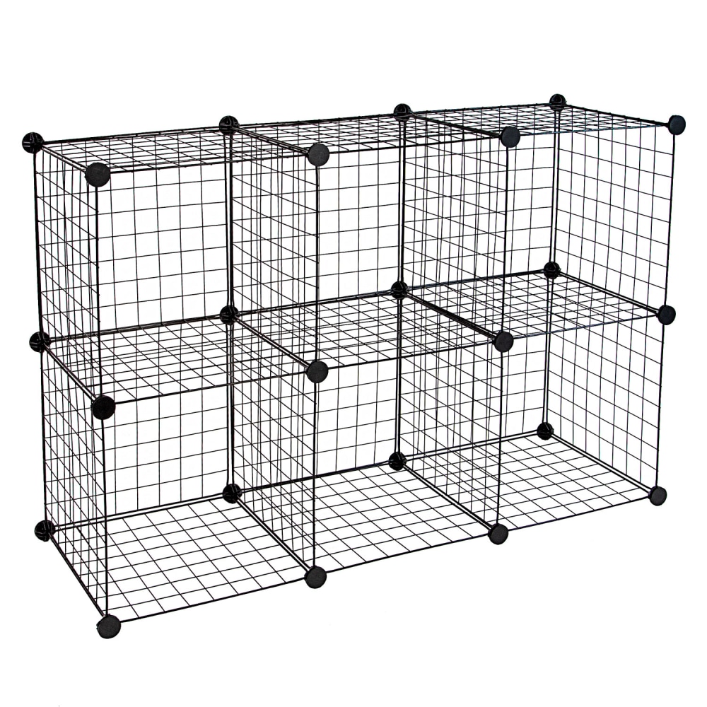 Mount-It! Work-It 6-Cube Wire Modular Storage Organizer, 14inH x 14inW x 14inD, Black MPN:WI-4012