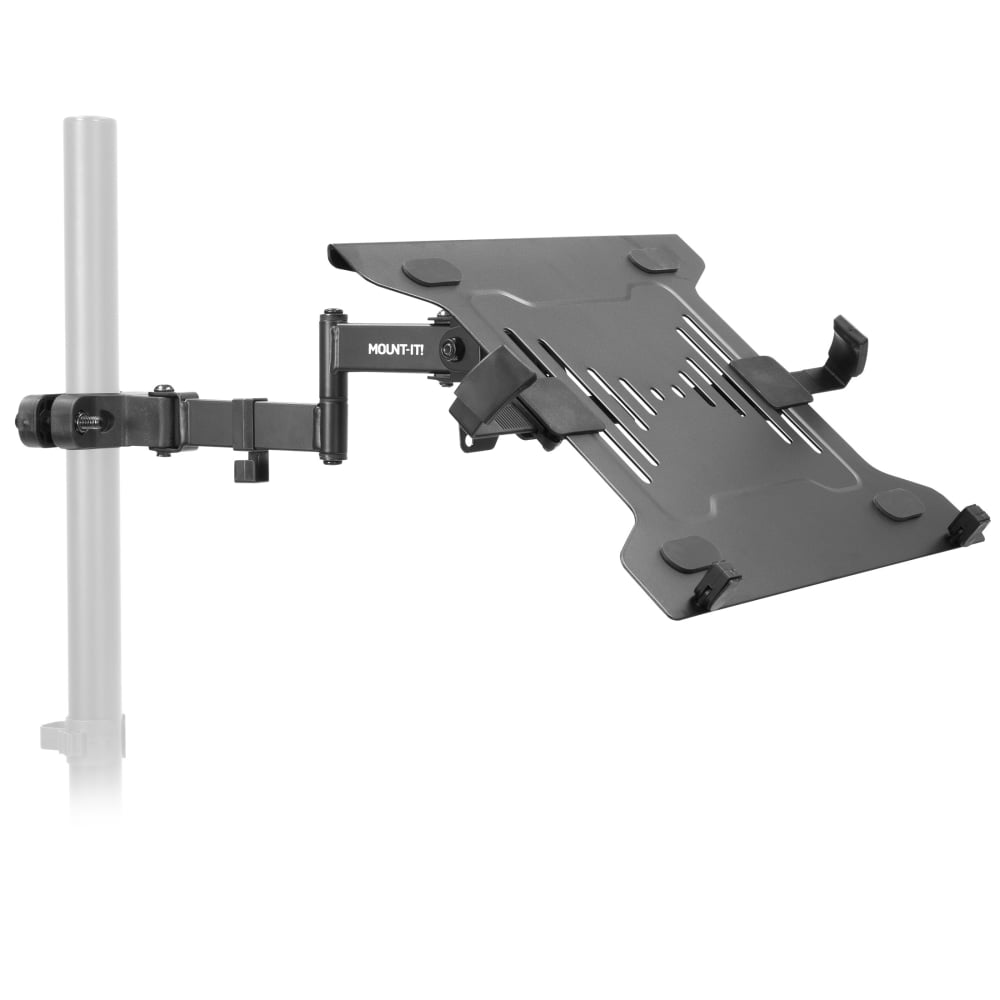 Mount-It! Steel Pole Mount 15.6in Laptop Holder, 6-1/2inH x 11-3/4inW x 13inD, Black/Silver MPN:MI-1352T