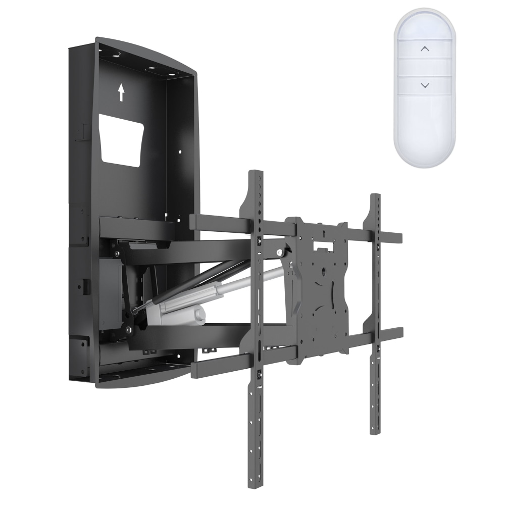 Mount-It! Motorized Fireplace TV Mount With Recessed Base For Screen Sizes 42in To 80in, 6inH x 18inW x 33inD, Black MPN:MI-302