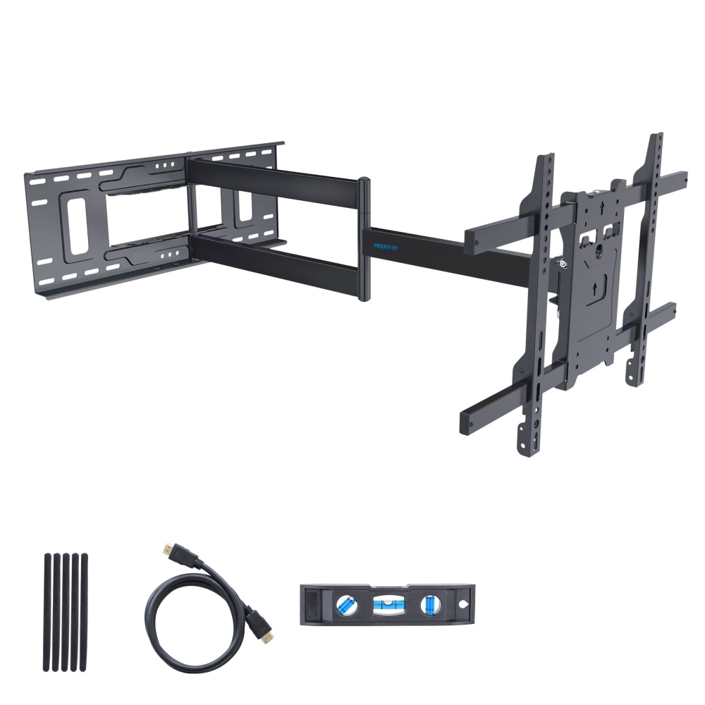 Mount-It! Full Motion TV Wall Mount With Extra Long Extension For Screen Sizes 40in To 80in, 4inH x 12-3/4inW x 33inD, Black MPN:MI-397