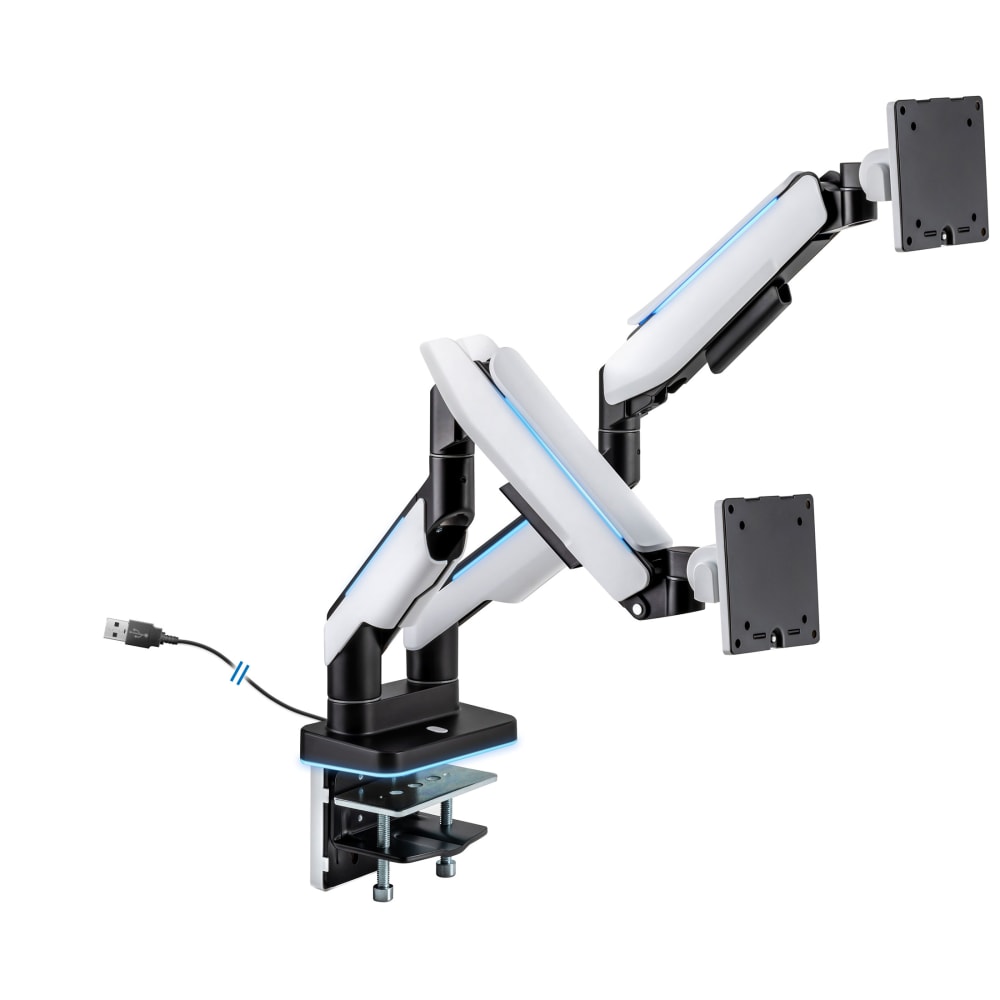 Mount-It! 35in Heavy Duty Dual Monitor Arm, Grayish White/Matte Black MPN:MI-4882