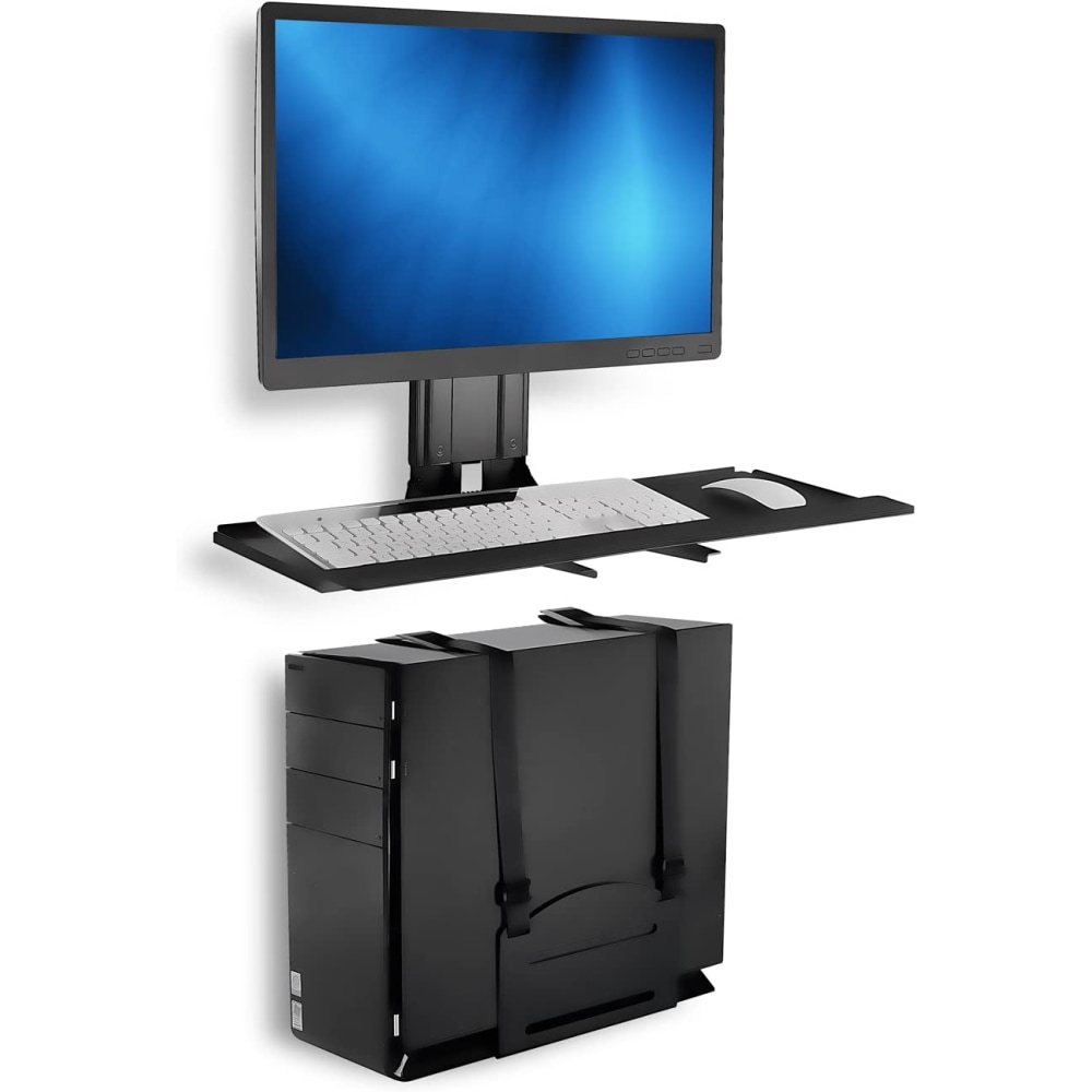 Mount-It! Monitor And Keyboard Steel Wall Mount With CPU Holder For 32in Monitors, 19-3/4inH x 25-13/16inW x 12-7/16inD, Black MPN:MI-7919