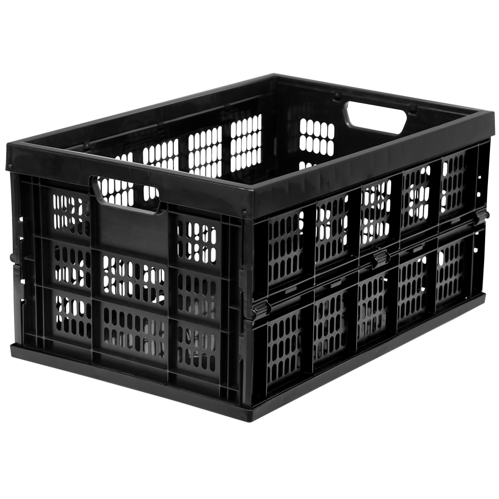 Mount-It! Collapsible Standard Duty Storage Crate, 10-1/2inH x 20-1/2inW x 13-15/16inD, Black MPN:WI-3002