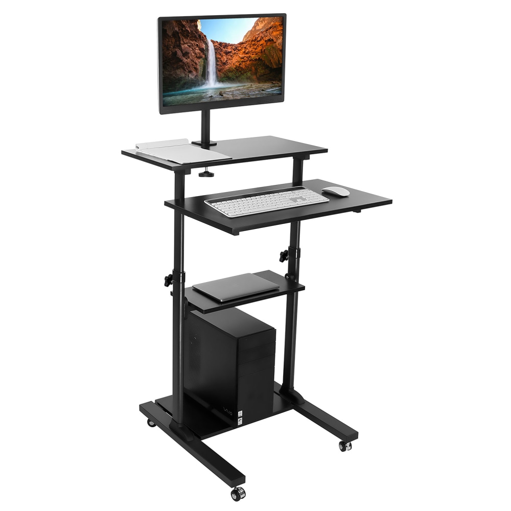 Mount-It! Mobile Computer Workstation With Monitor Mount, 54inH x 27-1/2inW x 26inD, Black MPN:MI-7942B