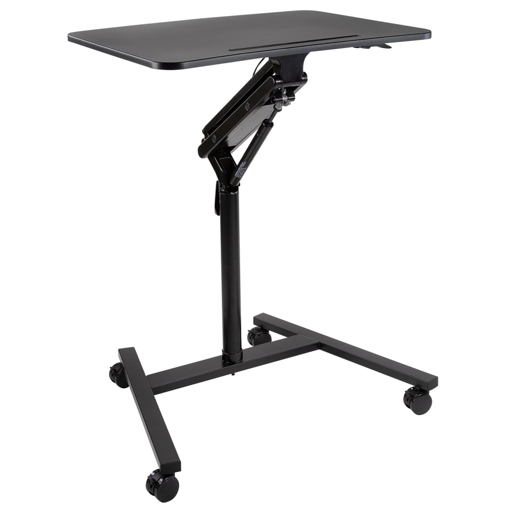 Mount-It! MI-7969 Height-Adjustable Rolling Sit-Stand Workstation, 41-3/4inH x 30inW x 23-1/4inD, Black MPN:MI-7969