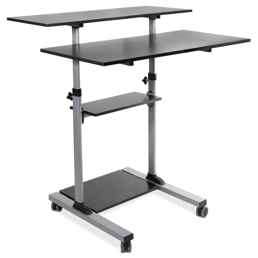 Mount-It! MI-7970 Height-Adjustable Mobile Standing Desk Workstation, 55inH x 39-1/2inW x 26inD, Silver MPN:MI-7970