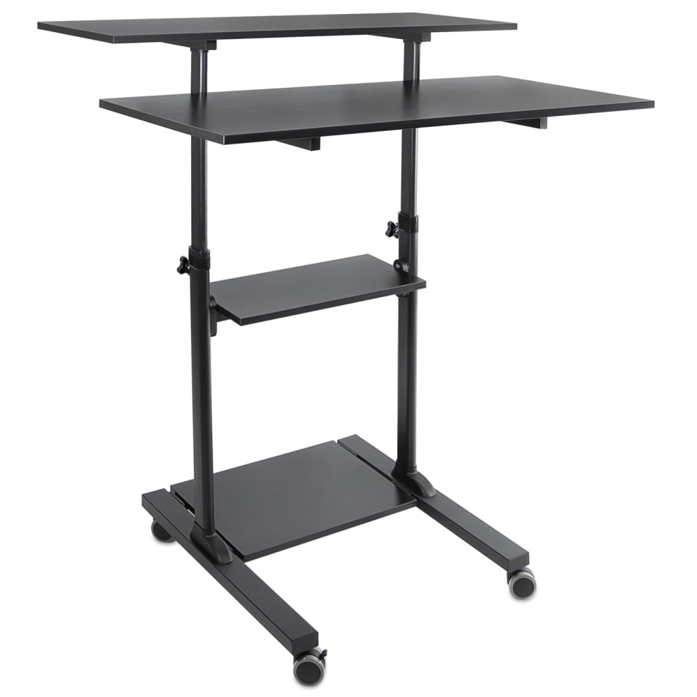 Mount-It! MI-7970 Height-Adjustable Mobile Standing Desk Workstation, 55inH x 39-1/2inW x 26inD, Black MPN:MI-7970B