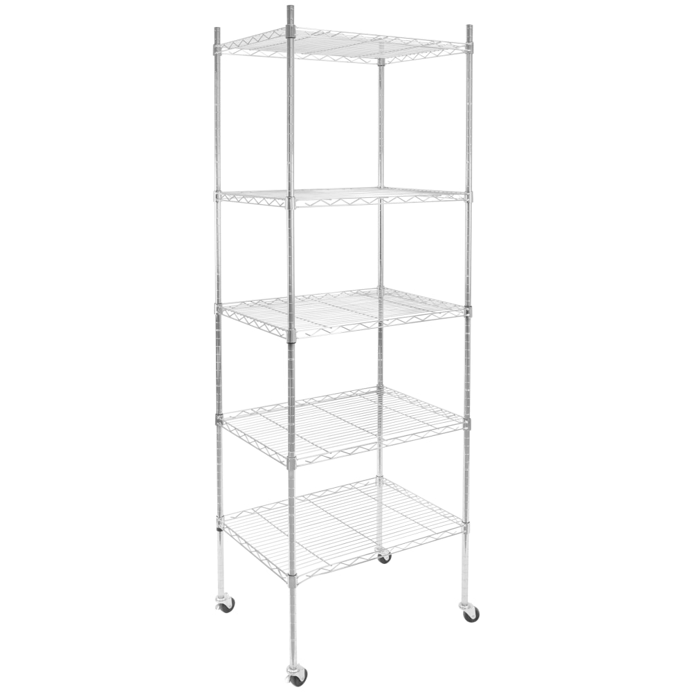 Mount-It! Wire Shelving With Wheels, 5-Tiers, 74-1/4inH x 24inW x 18inD, Silver MPN:MI-7862