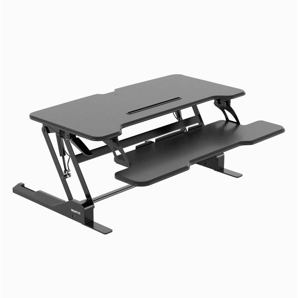 Mount-It! Standing Desk Converter With Adjustable Height And 38inW Desktop, Black MPN:MI-15009