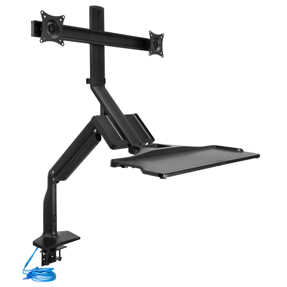 Mount-It! MI-7984 Dual-Monitor Sit-Stand Desk Riser Workstation With Gas Lift, 26inW x 40.7