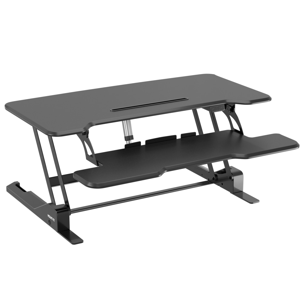 Mount-It! Electric Standing Desk Converter With Adjustable Height And 38inW Desktop, Black MPN:MI-8010