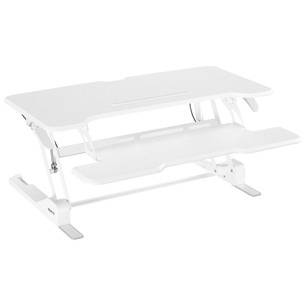 Mount-It! 38inW Standing Desk Converter With Adjustable Height, White MPN:MI-15005
