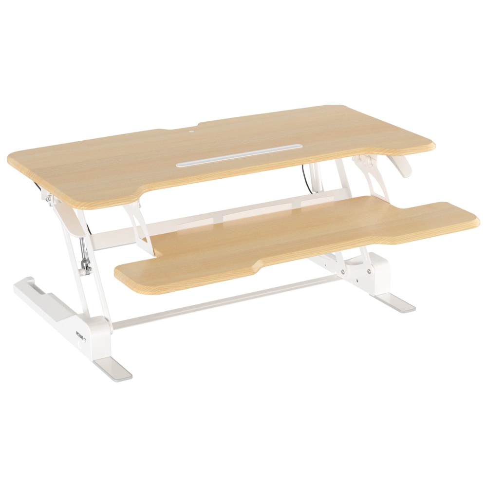 Mount-It! Standing Desk Converter With Adjustable Height And 38inW Desktop, Maple Woodgrain MPN:MI-15007