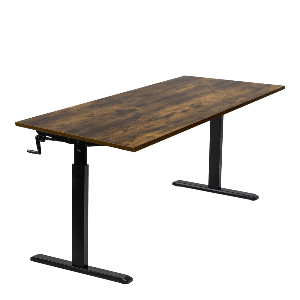 Mount-It! Hand Crank 55inW Adjustable Height Standing Desk, Oak MPN:MI-18094