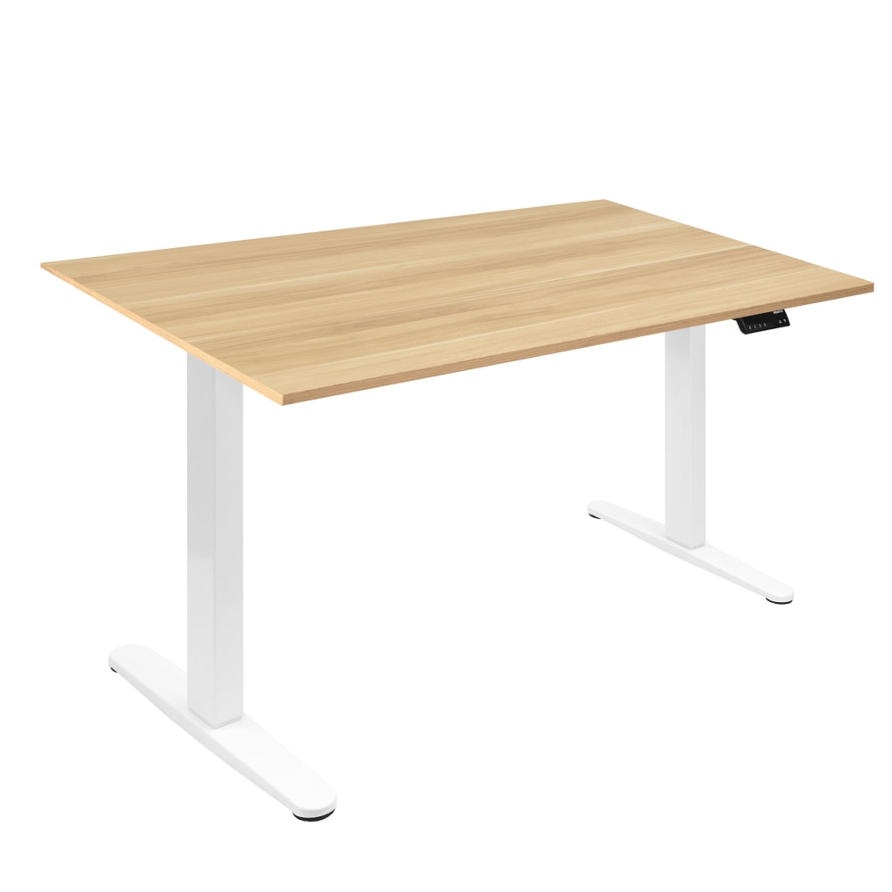 Mount-It! Dual Motor Electric 55inW Adjustable Height Standing Desk, Maple/White MPN:MI-18097