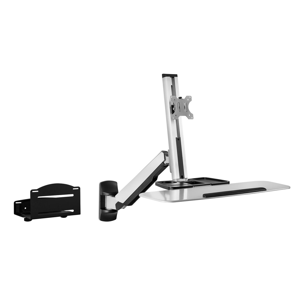 Mount-It! MI-7905 36inW Standing Computer Desk With Articulating Monitor Mount, Keyboard Tray Arm And CPU Holder, Silver MPN:MI-7905
