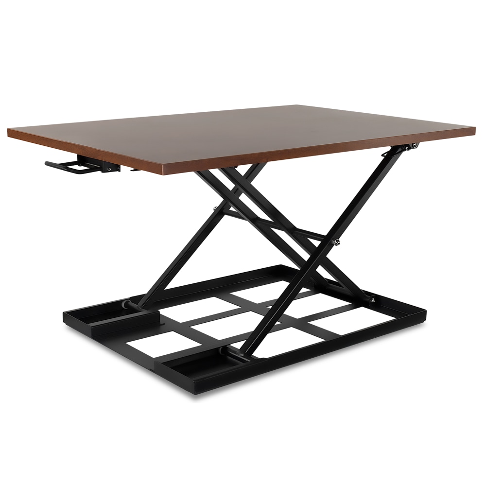 Mount-It! X-Lift 32inW Standing Desk Converter With Adjustable Height, Brown MPN:MI-7929