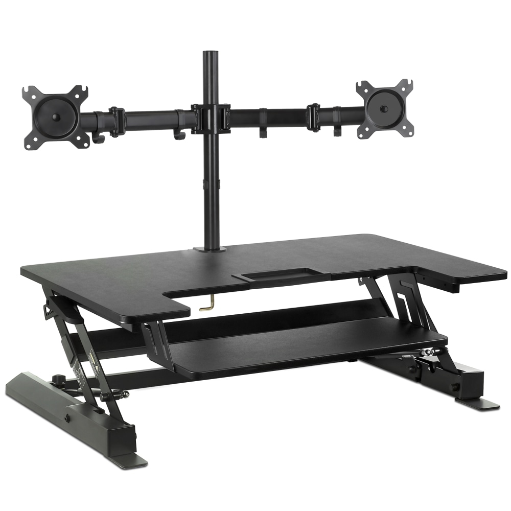 Mount-It! MI-7934 22inW Standing Desk Converter With Dual-Monitor Mount, Black MPN:MI-7934
