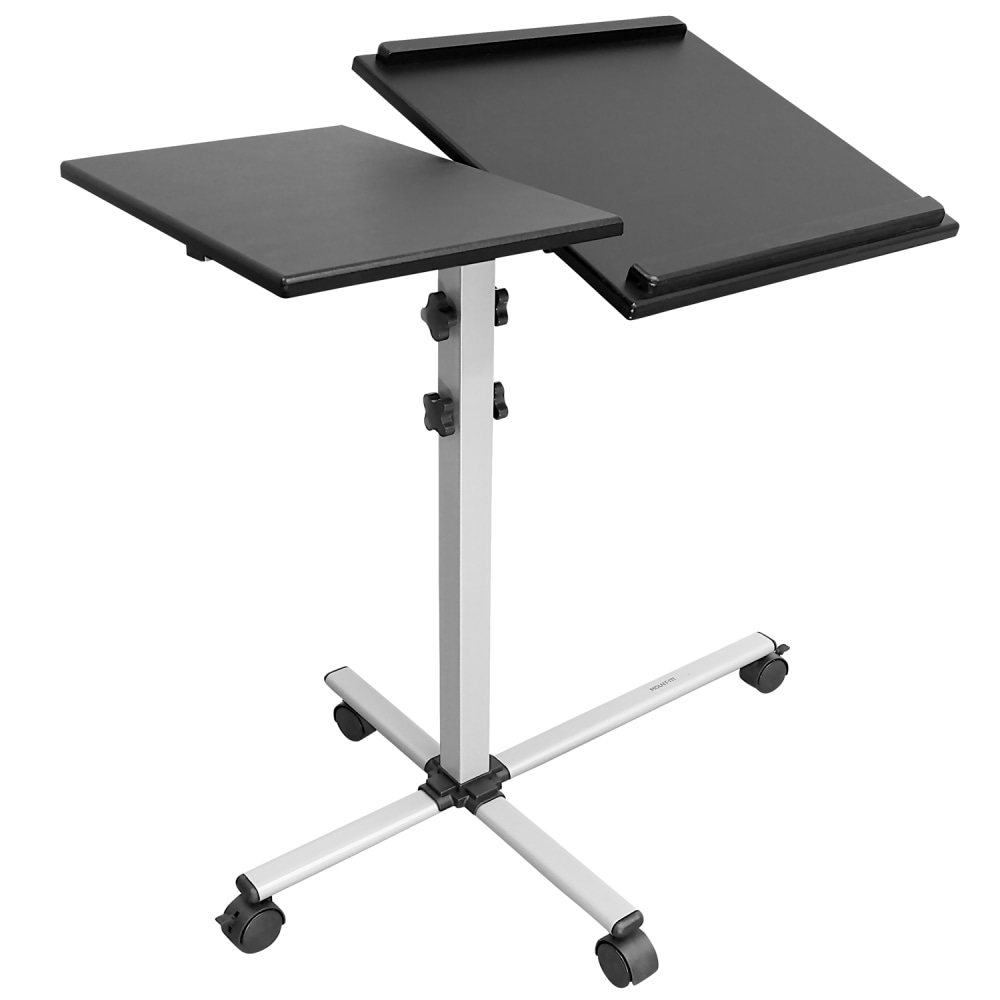 Mount-It! MI-7945 Rolling Laptop Tray And Projector Cart, 26inH x 24inW x 3inD, Black MPN:MI-7945