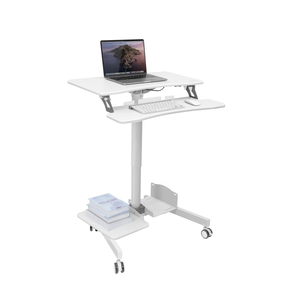 Mount-It! Mobile Sit-Stand Computer Workstation, 43-5/16inH x 28inW x 23inD, White MPN:MI-7979W