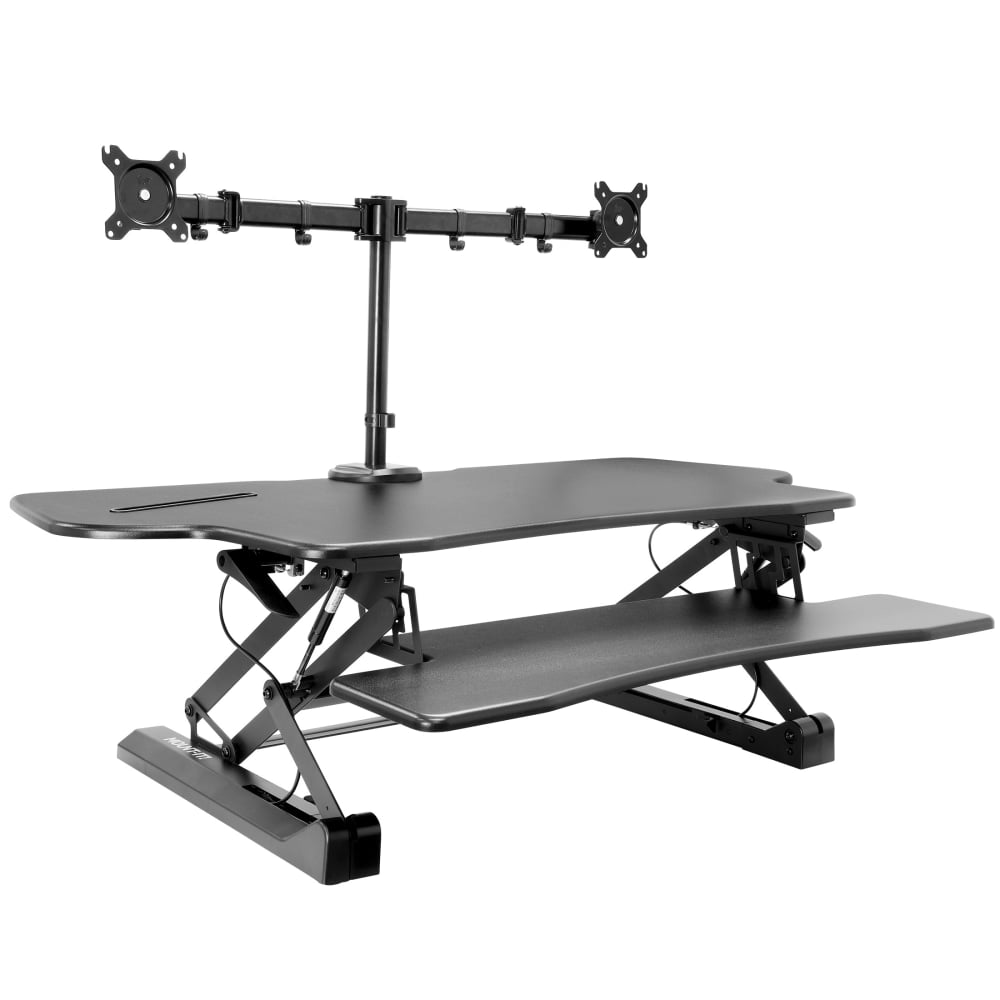 Mount-It! Extra Wide 48inW Adjustable Height Standing Desk Converter With Dual Monitor Mount, Black MPN:MI-8052