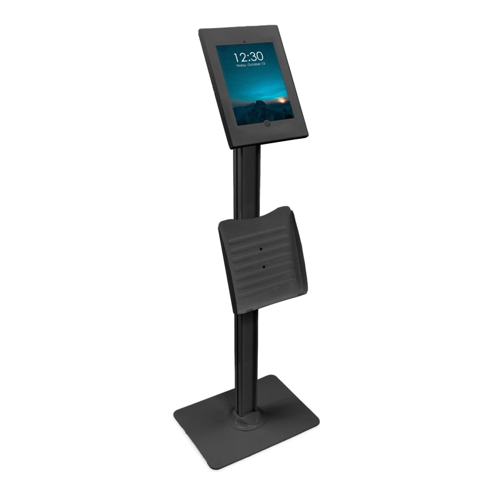 Mount-It! Anti-Theft Tablet Kiosk with Document Holder for iPad/iPad Air/iPad Pro, 4-1/4inH x 13inW x 44-1/2inD, Black MPN:MI-3770B_G10