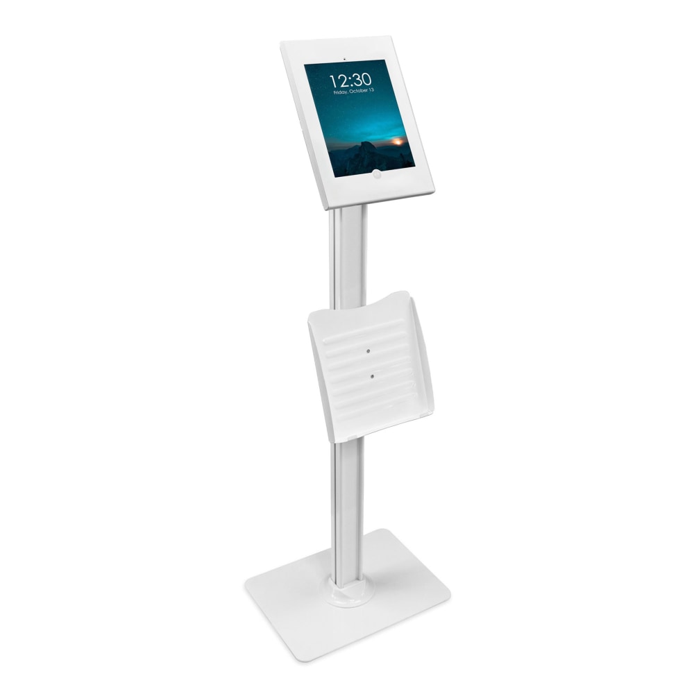 Mount-It! Anti-Theft Tablet Kiosk with Document Holder for iPad/iPad Air/iPad Pro, 4-1/4inH x 13inW x 44-1/2inD, White MPN:MI-3770W_G10