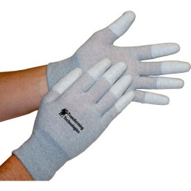 Transforming Technologies ESD Inspection Gloves Finger Tip Coated 2X-Large 12 Pairs GL4506T