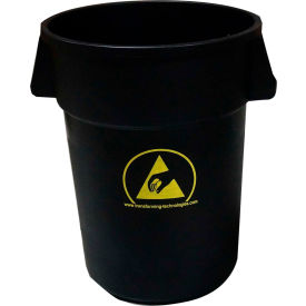 Transforming Technologies 44 Gallon Anti-Static Waste Basket Black - WBAS180 WBAS180