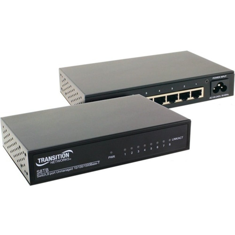 Transition Networks S8TB - Switch - unmanaged - 8 x 10/100/1000 - desktop MPN:S8TB-NA