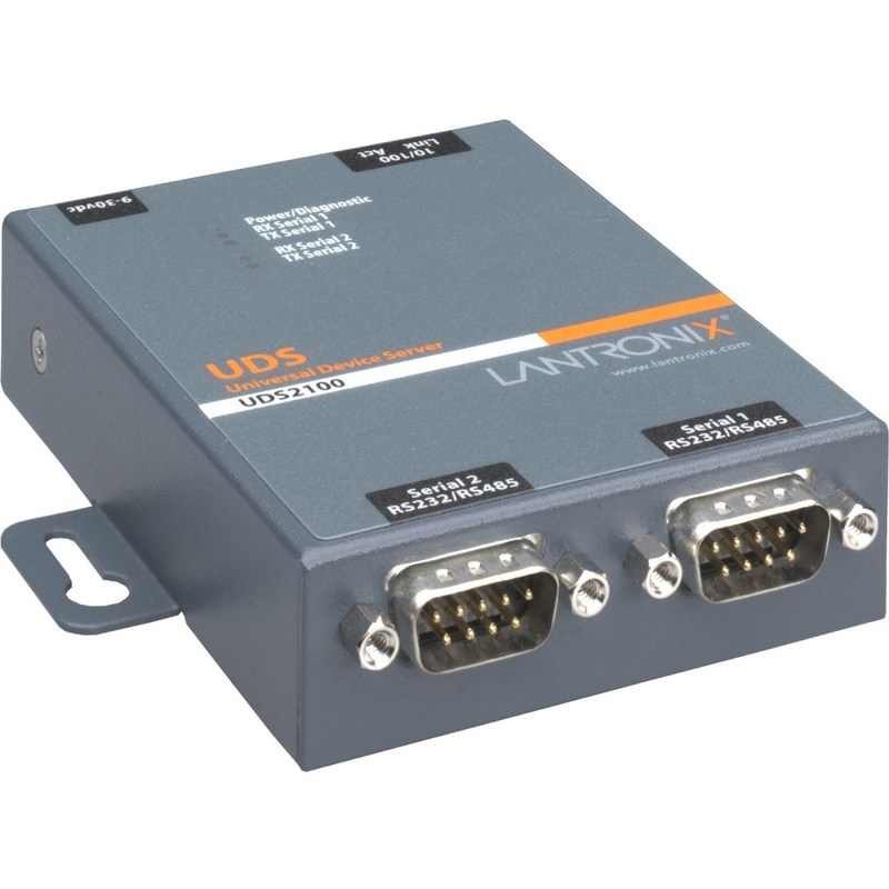 Lantronix 2 Port Serial (RS232/ RS422/ RS485) to IP Ethernet Device Server - US Domestic 110 VAC - UD2100001-01 MPN:UD2100001-01