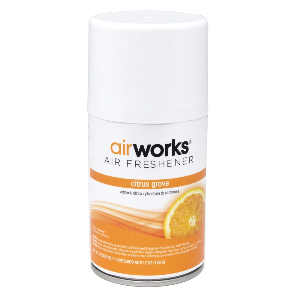Hospeco AirWorks Metered Aerosol Air Fresheners, Citrus Grove, 7 Fl Oz, Pack Of 12 Fresheners MPN:07931