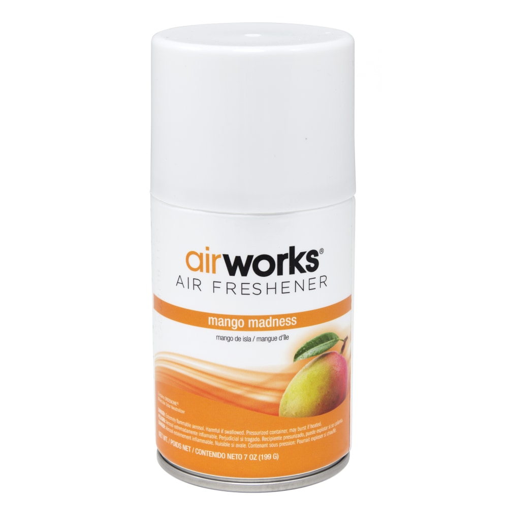 Hospeco AirWorks Metered Aerosol Air Fresheners, Mango, 7 Fl Oz, Pack Of 12 Fresheners MPN:07917