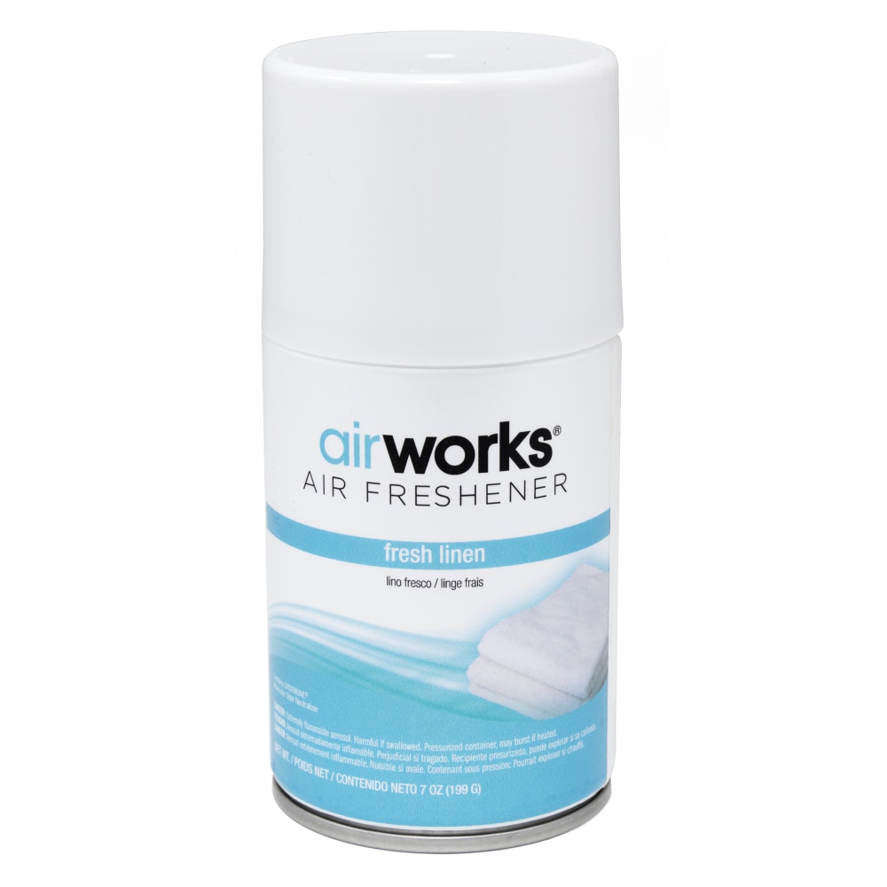 Hospeco AirWorks Metered Aerosol Air Fresheners, Fresh Linen, 7 Fl Oz, Pack Of 12 Fresheners MPN:07918