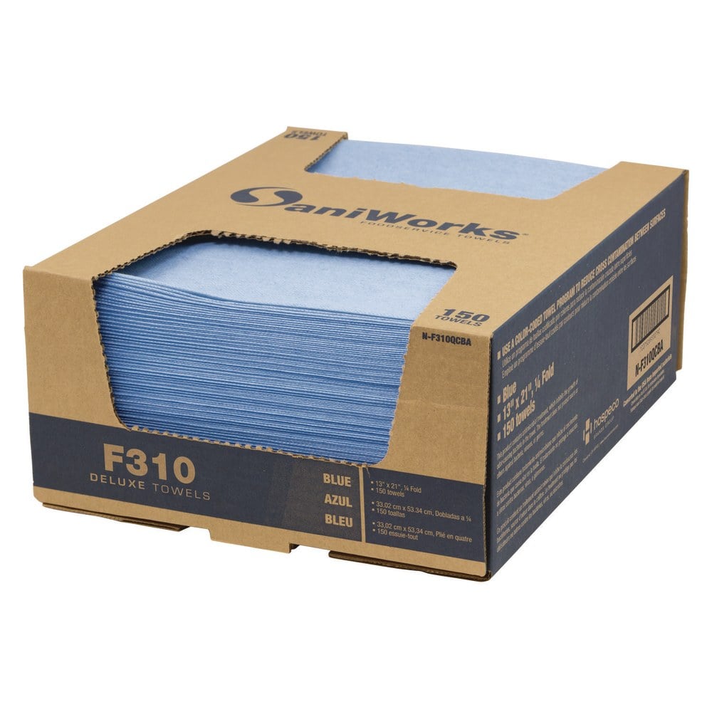 SaniWorks Deluxe Foodservice Wiper, 1-Ply, 13 x 21, Blue, 150/Carton MPN:N-F310QCBA