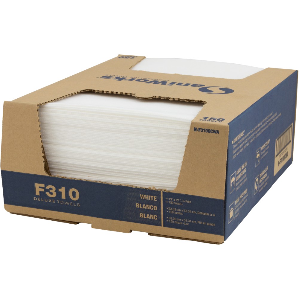 Hospeco SaniWorks Deluxe Towels, 13inH x 21inD, White, Pack Of 150 Towels MPN:N-F310QCWA