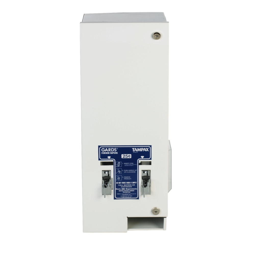 Hospital Specialty Dual Sanitary Napkin/Tampon Dispenser, 24inH x 10inW x 7 1/4inD, White MPN:125
