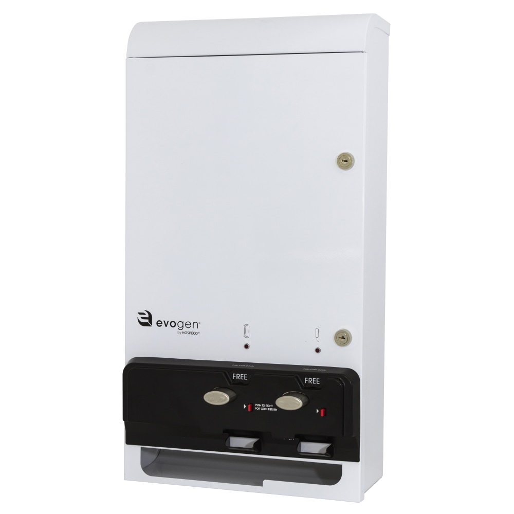 Hospeco EvoGen EV-1 Metal Dual Pad/Tampon Dispenser, 9-1/8inH x 16-7/16inW, White MPN:EV1-FREE