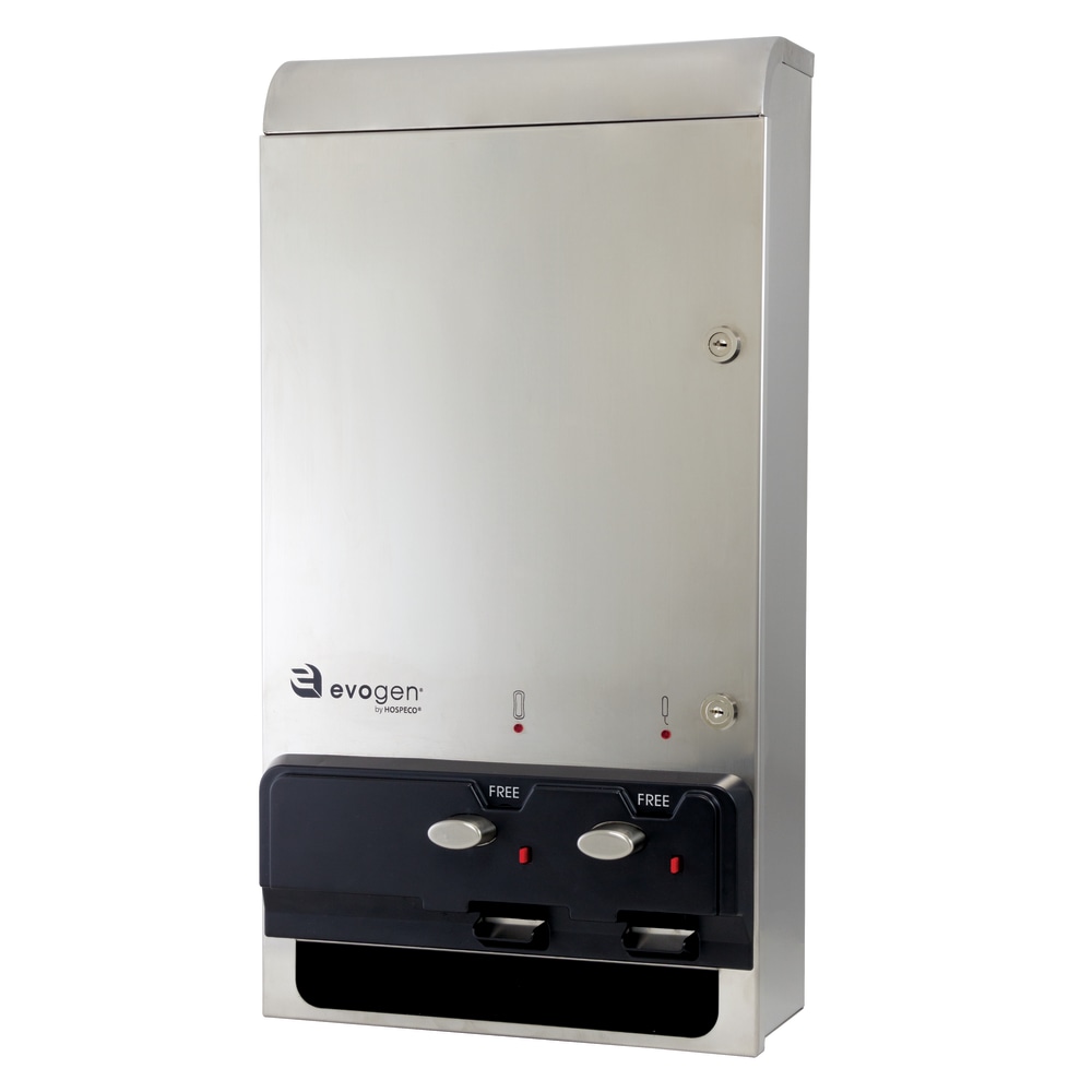 Hospeco EvoGen EV-1 Metal Dual Pad/Tampon Dispenser, 9-15/16in x 16-3/4inW, Silver MPN:EV1SS-FREE