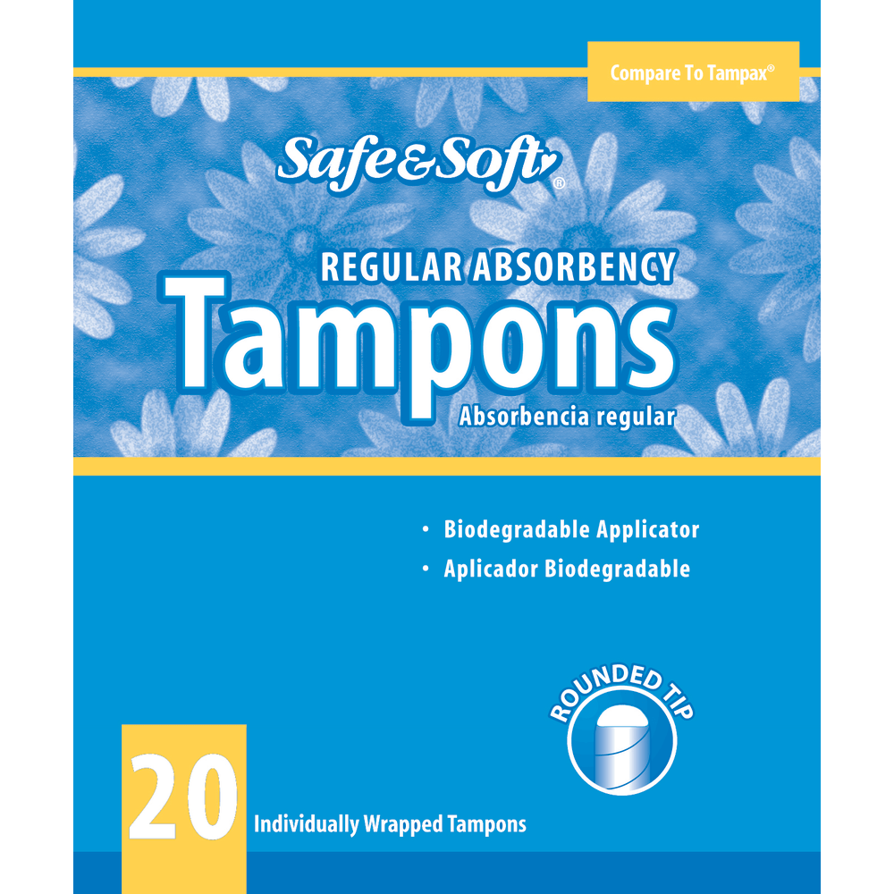 Hospeco Safe & Soft Cardboard Applicator Tampons, Regular Absorbency, 20 Tampons Per Box, Case Of 12 Boxes MPN:311220