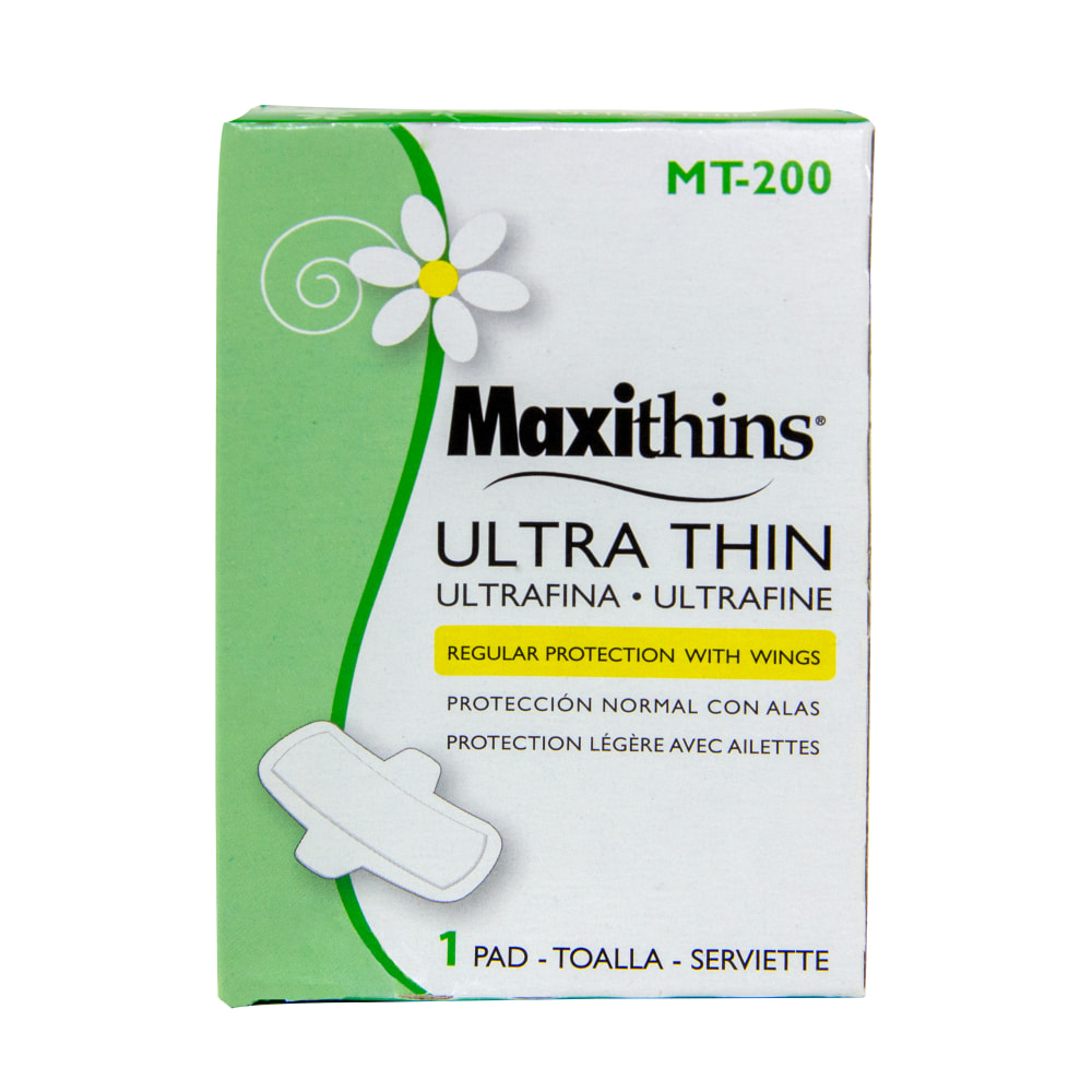 Hospeco Maxithins Ultra Thin Maxi Pads With Wings, Pack Of 200 Pads MPN:MT-200