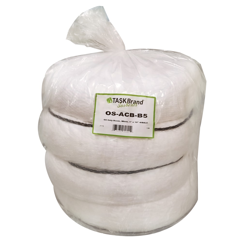 Hospeco TaskBrand Oil Only Booms, 5inH x 5inW x 10inD, White, Case Of 4 Booms MPN:OS-ACB-B5