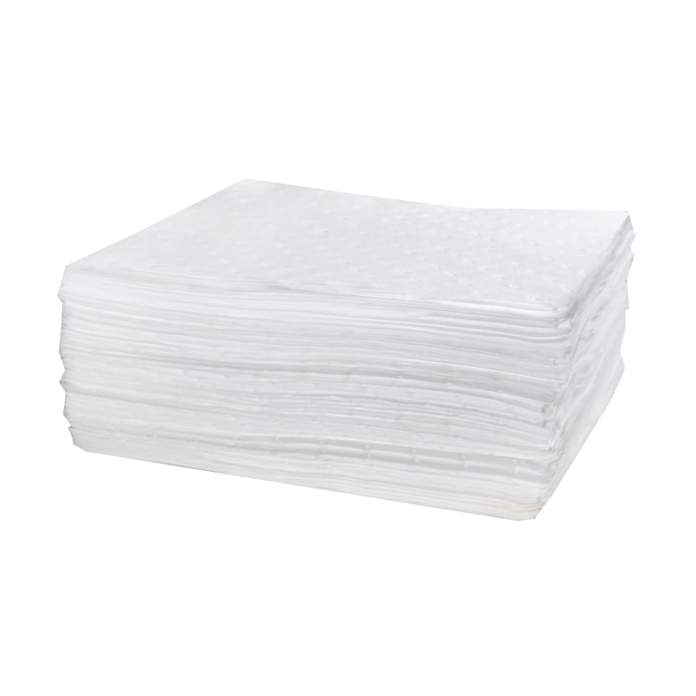 Hospeco TaskBrand Oil Only Sorbent Pads, 15in x 18in, White, Light Duty, Melt Blown, Bale Of 100 Pads MPN:OS-MAB-CPW