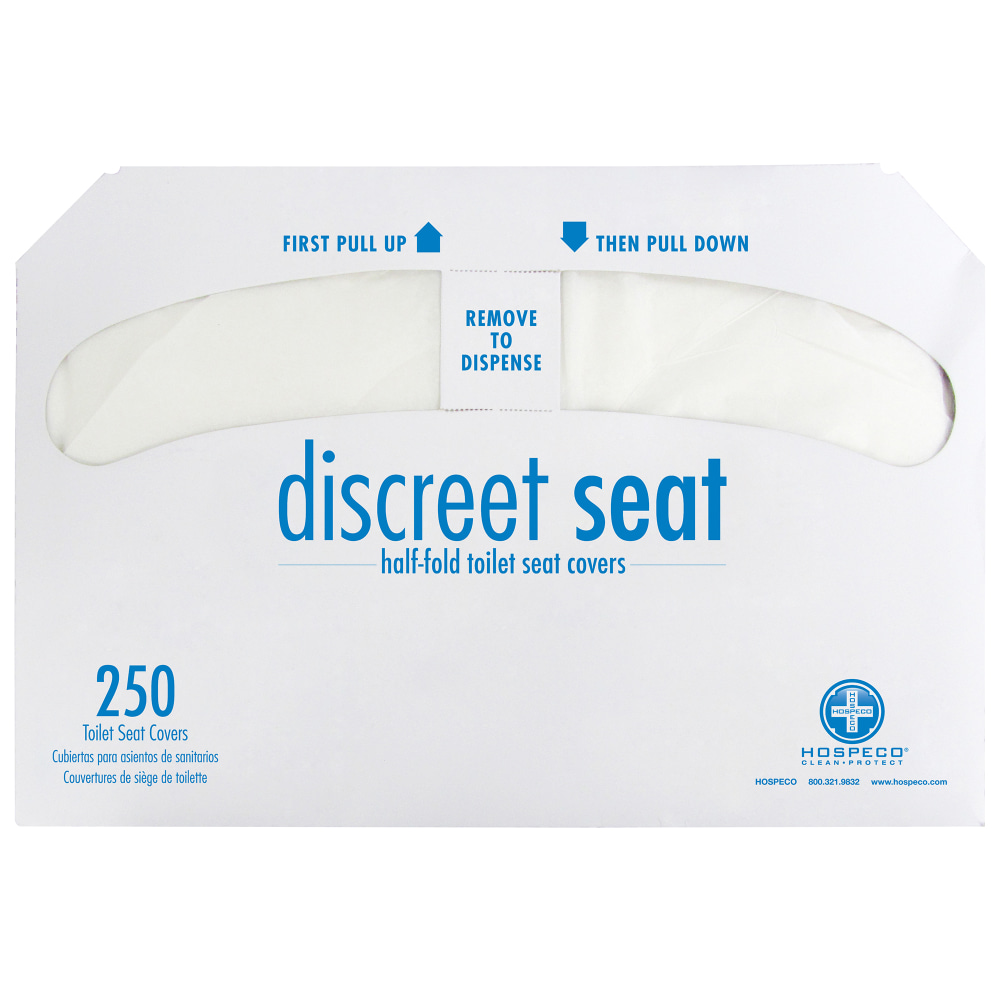 Hospeco Discreet Seat Half Fold Recycled Fiber Toilet Seat Covers, White, 250 Covers Per Pack, Case Of 4 Packs MPN:DS-1000