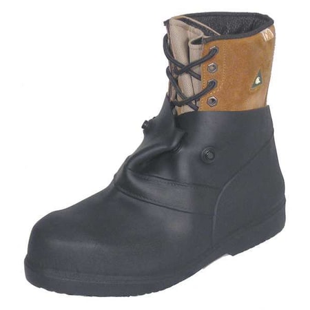 Overshoes, Plain Toe, 6 in Height, Snap Tab Closure, Block-Tread Sole, Black, XL MPN:13853