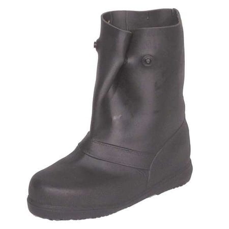 Overboots, Plain Toe, 12 in Height, Snap Tab Closure, Block-Tread Sole, Black, M MPN:14851