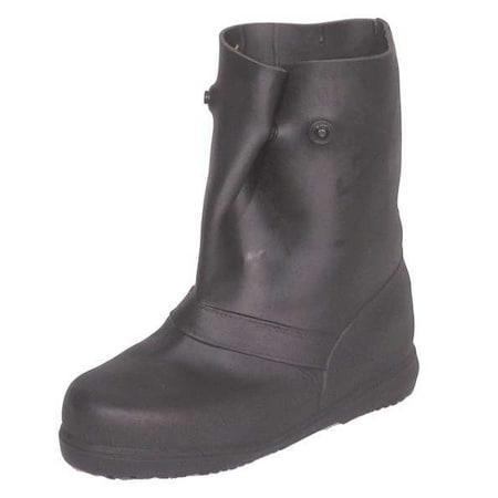 Overboots, Plain Toe, 12 in Height, Snap Tab Closure, Block-Tread Sole, Black, XL MPN:14853