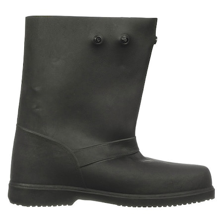 Overboots, Plain Toe, 12 in Height, Snap Tab Closure, Slip Resistant Sole, Black, 9 to 10 MPN:14856