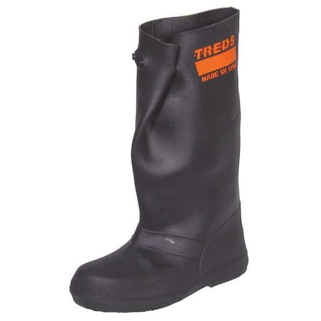 Overboots, Plain Toe, Rubber, 17 in Height, Snap Tab Closure, Block-Tread Sole, Black, 2XL MPN:17854